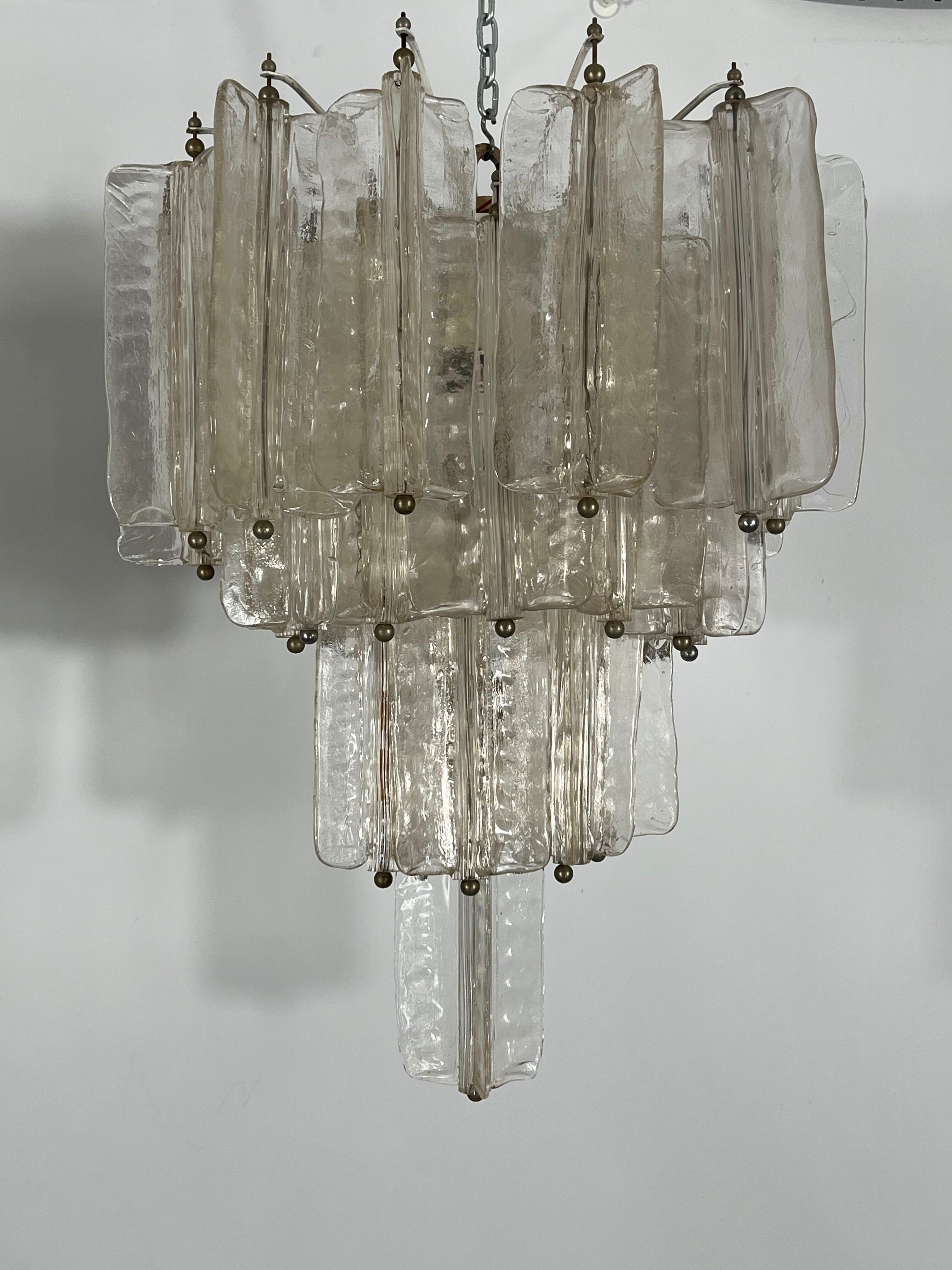 Pair of Murano glass chandeliers by Toni Zuccheri for Venini
