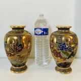 Baluster vases in polychrome earthenware, mid-20th century