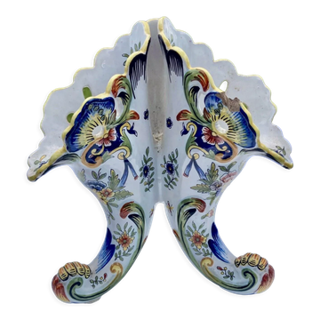 Antique vase, cornucopia in earthenware of courquin furmaintraux desvres