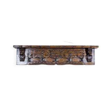 Antique Oak Coat Rack, 1890s