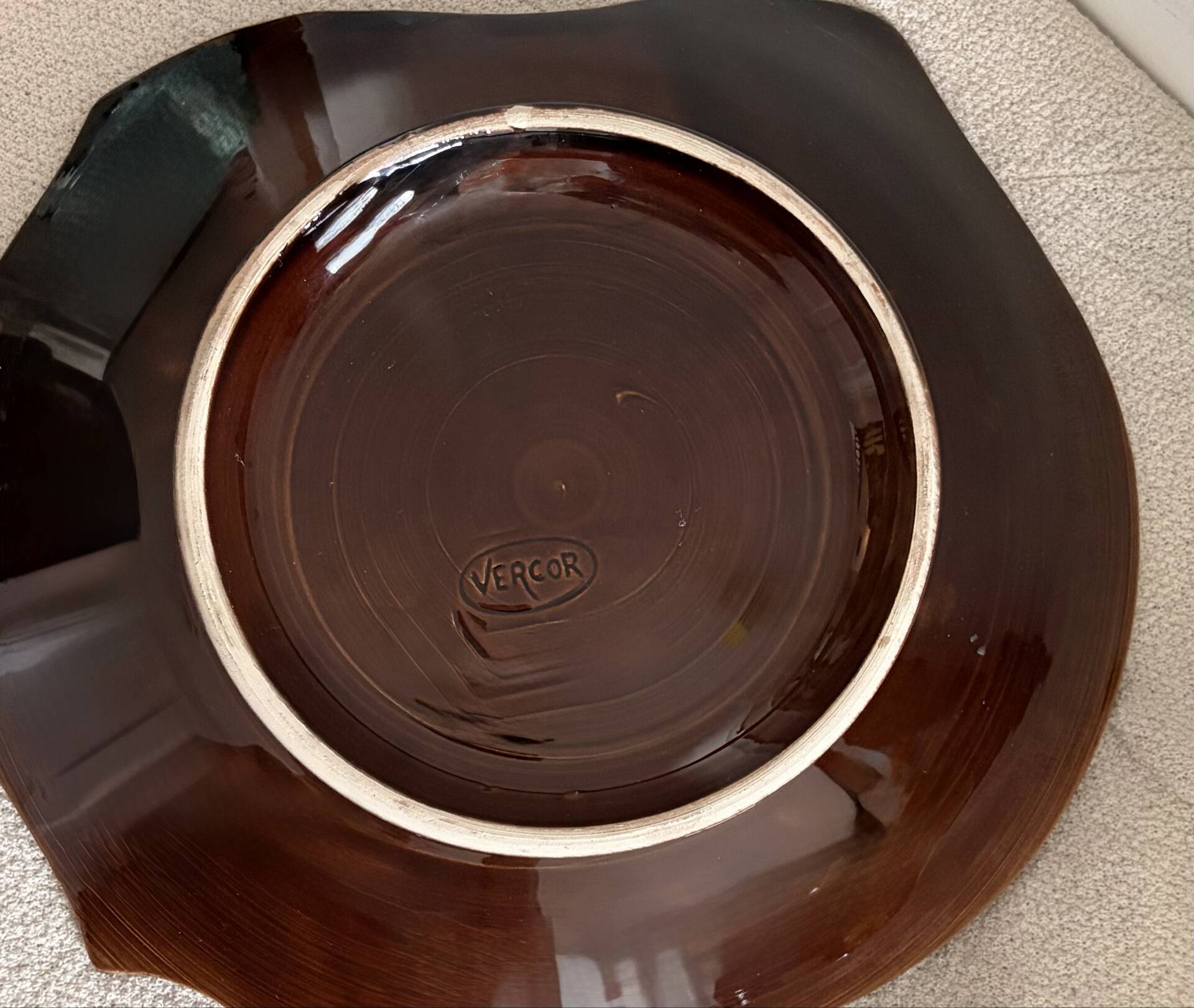 Vintage Mid-Century Ceramic "Forme Libre" Centerpiece Bowl by Vercor,