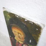 Tableau vintage, huile sur plaque émaillée