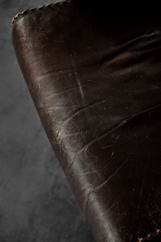 Modern Scandinavian brown leather swivel chair, 1970s