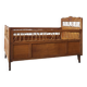 Vintage baby bed in varnished wood and woven wicker