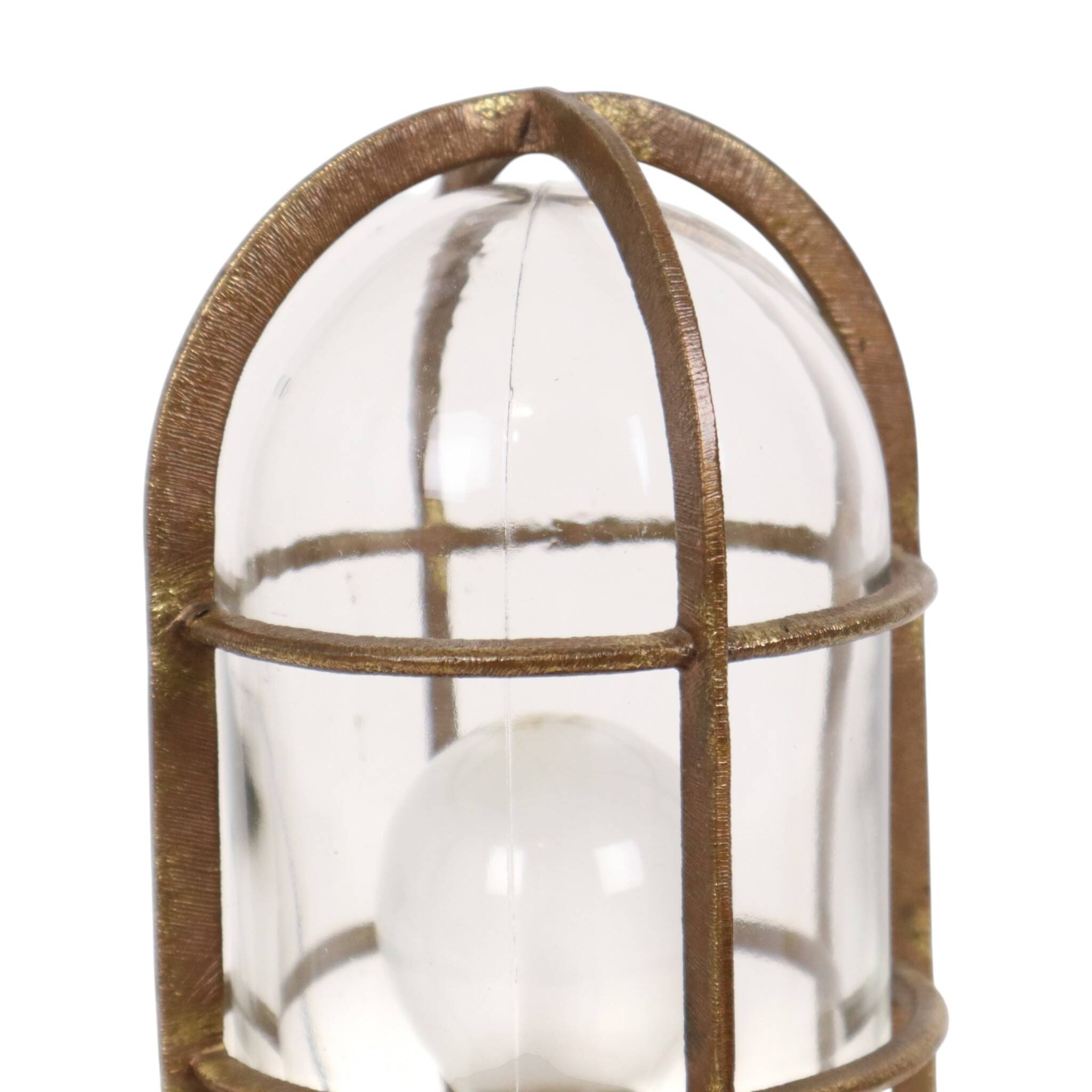 Old Industrial Brass Ship's Lamp Cage Lamp Rotterdam