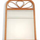 Mid Century French Riviera Rattan and Wicker Mirror With Shelf, Spain, 1960s–70s