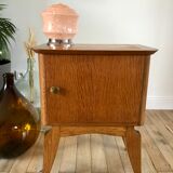 Bedside table in oak and brass 50s