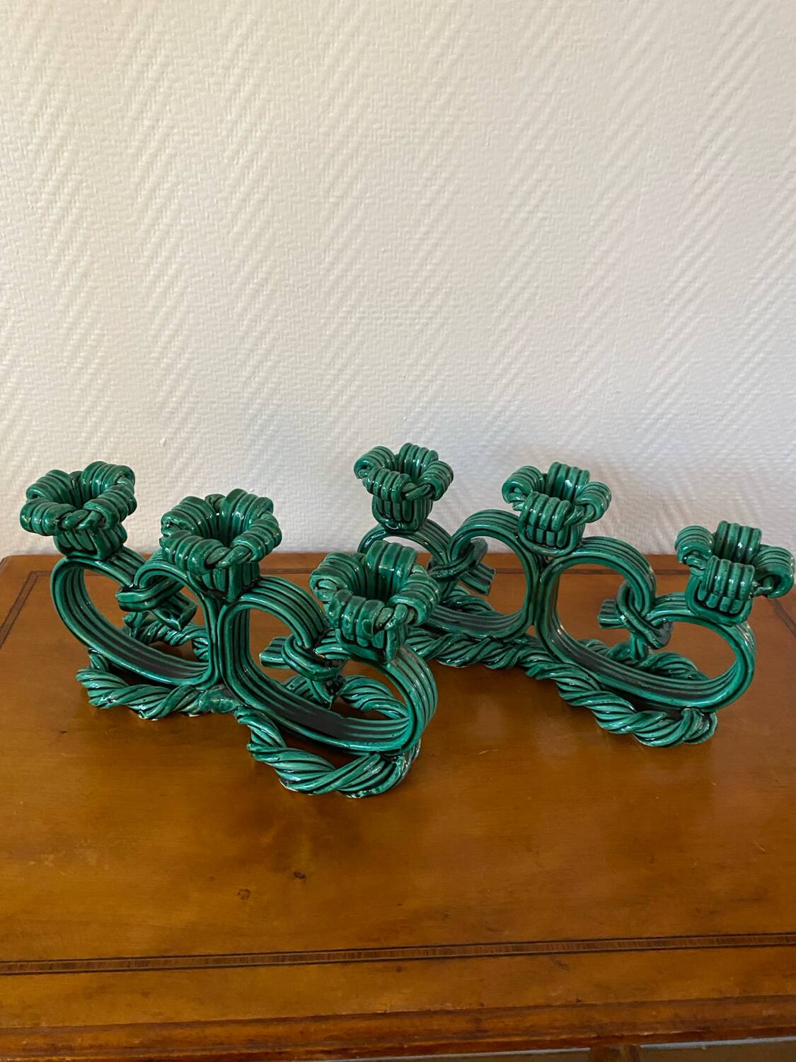 Vallauris 1950 barbotine candlesticks