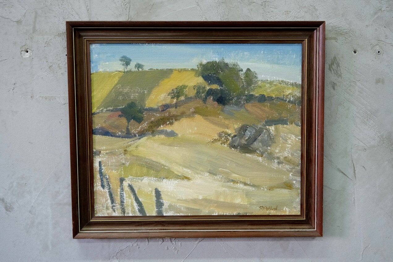 Ruth wahlund, swedish landscape, 1960, oil on canvas, framed