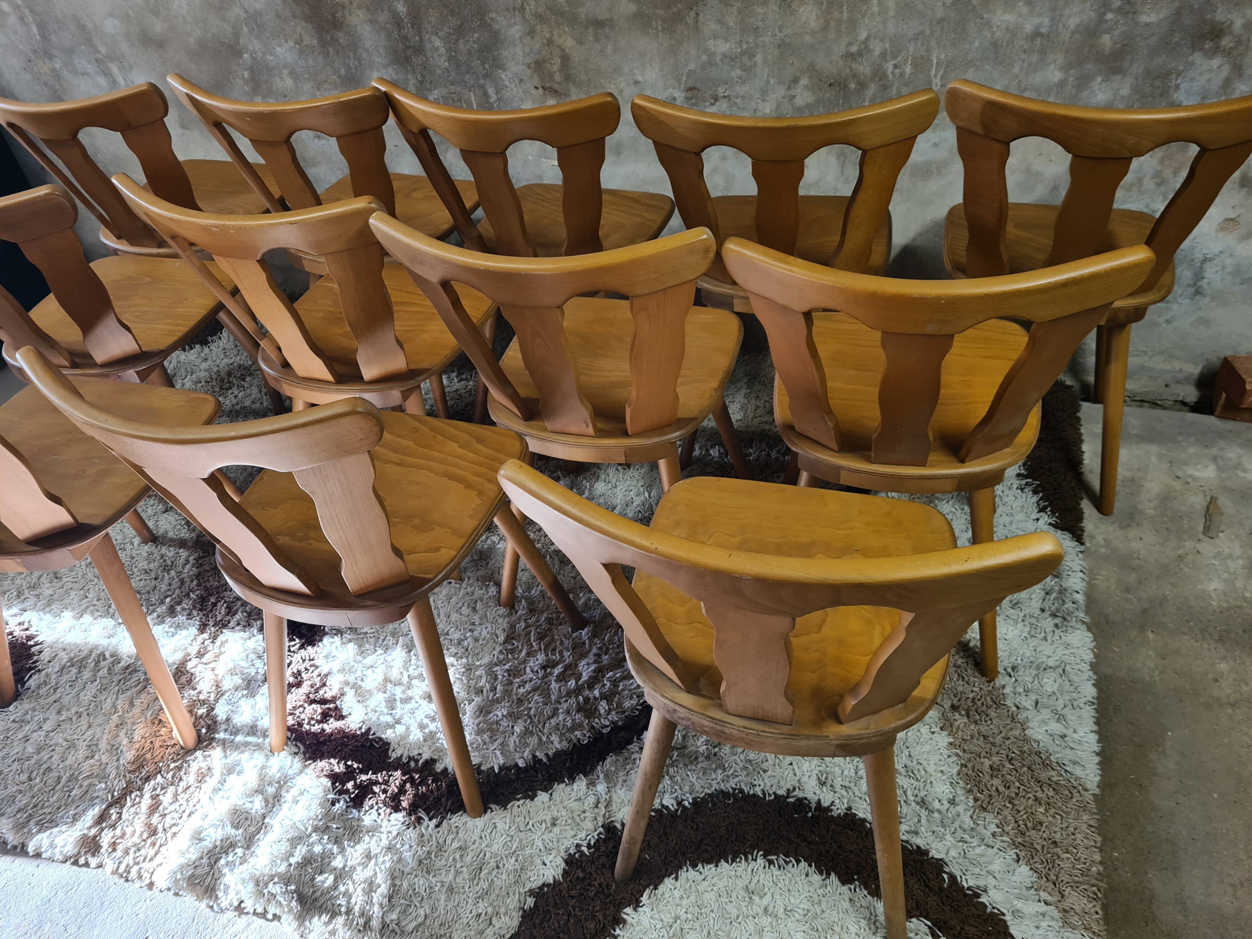 Set of 12 vintage Baumann 1970 bistro chairs