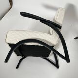 Set of Czechian Art Deco Black Laquered Lounge Chairs attributed to J. Halabala for Up Závody, 1930s