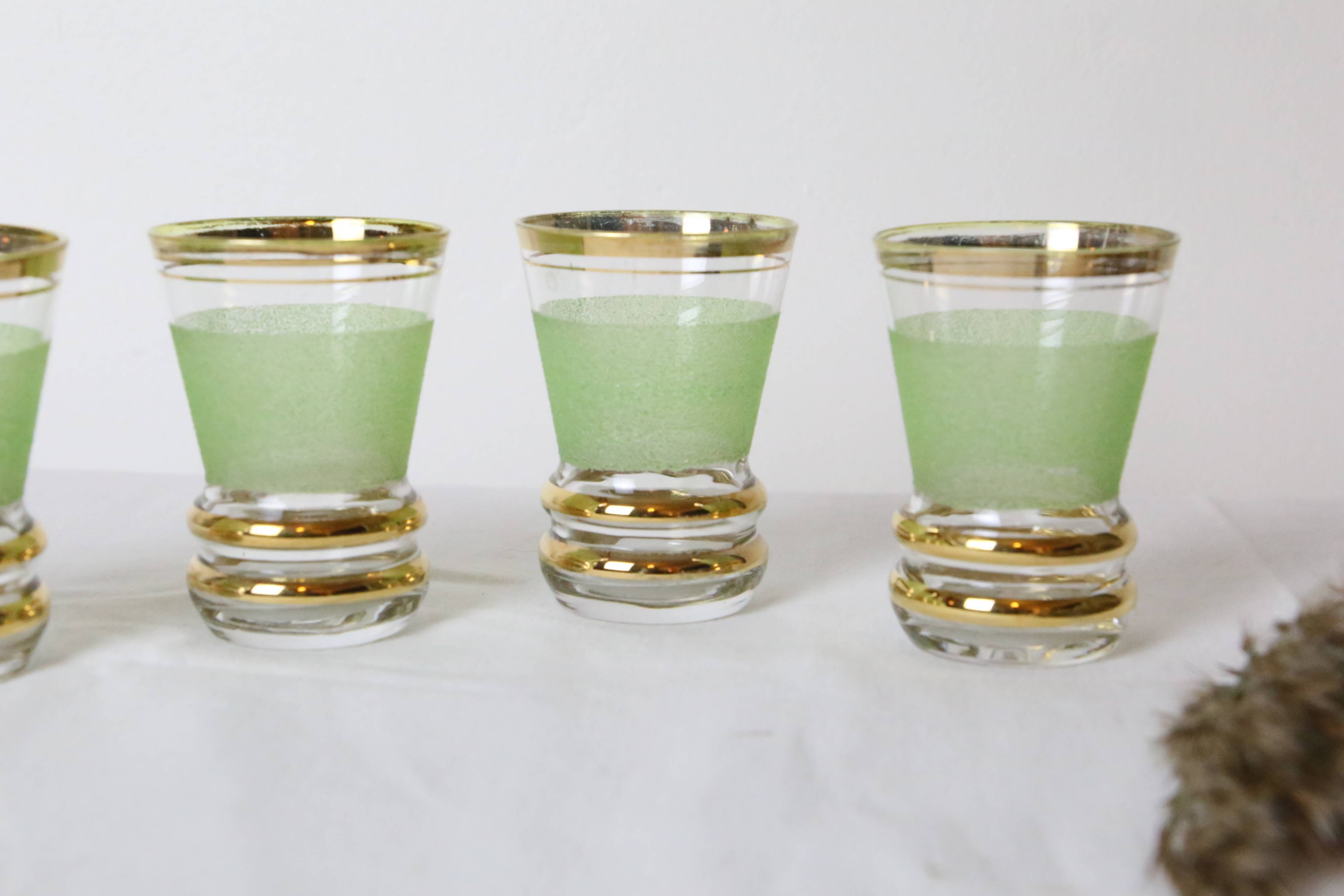 Set of 6 vintage glasses, granite and gold, vintage, authentic, 70s
