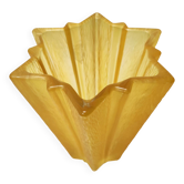 Art Deco Star Shaped Yellow Glass Vase Attributed to Pierre D'Avesn for Daum