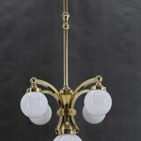 1930s Restored Brass Chandelier, Czechoslovakia