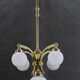 1930s Restored Brass Chandelier, Czechoslovakia