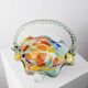 Multicolor Murano Glass Handle Bowl with Polka Dots, Ruffled Rim – 1970s Italian Mid-Century
