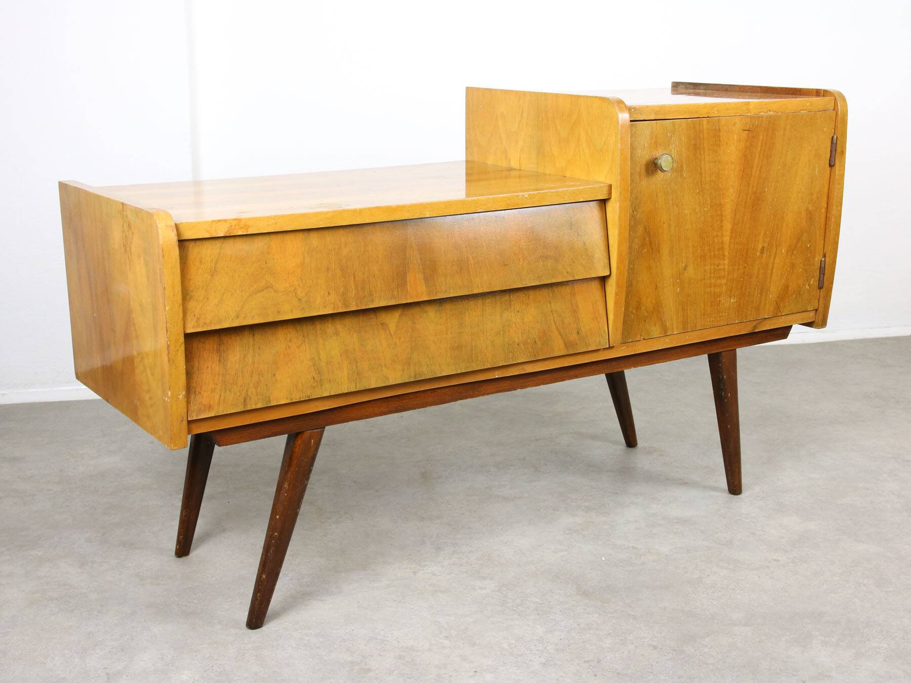 Mid-century Italian Wood and Brass Sideboard, 50s