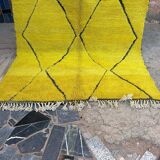 Handmade Berber rug from Oued Zem, yellow, size 140 x 260 cm
