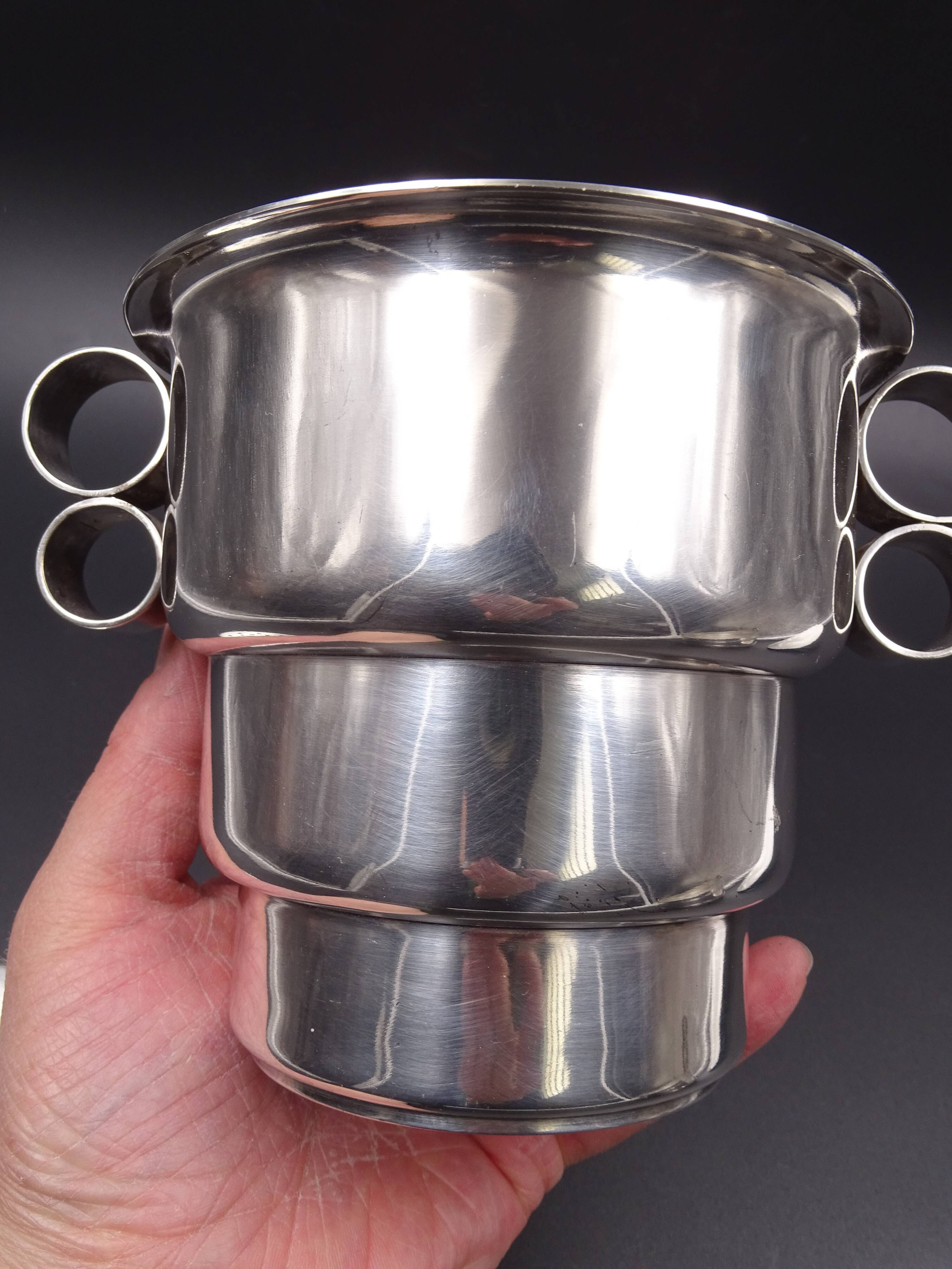 Silver metal ice bucket circa 1950