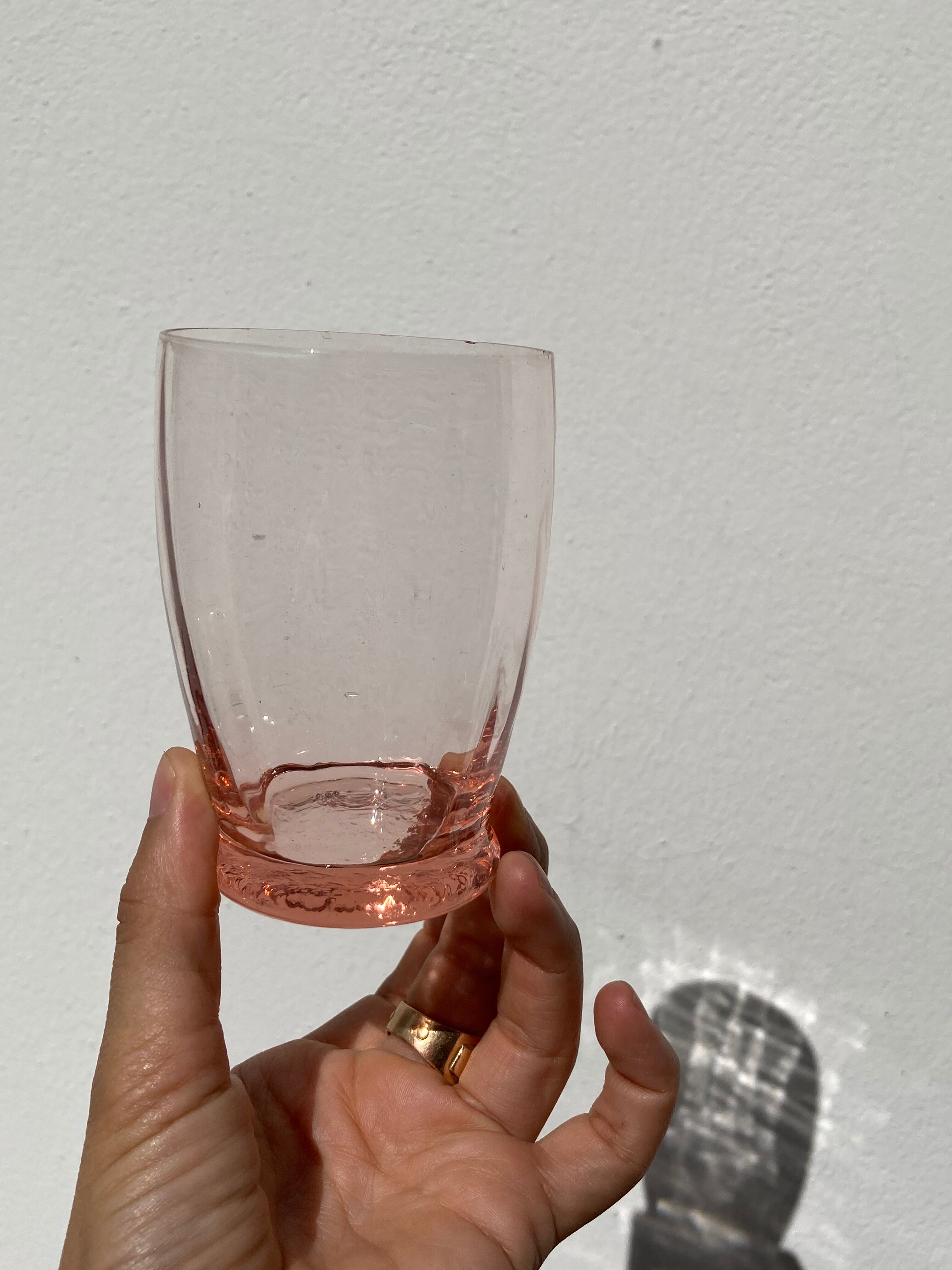 7 twisted pink crystal water glasses
