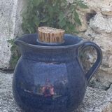 Pitcher, carafe, refreshing jug, ice cube jug, in blue glazed stoneware