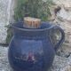 Pitcher, carafe, refreshing jug, ice cube jug, in blue glazed stoneware