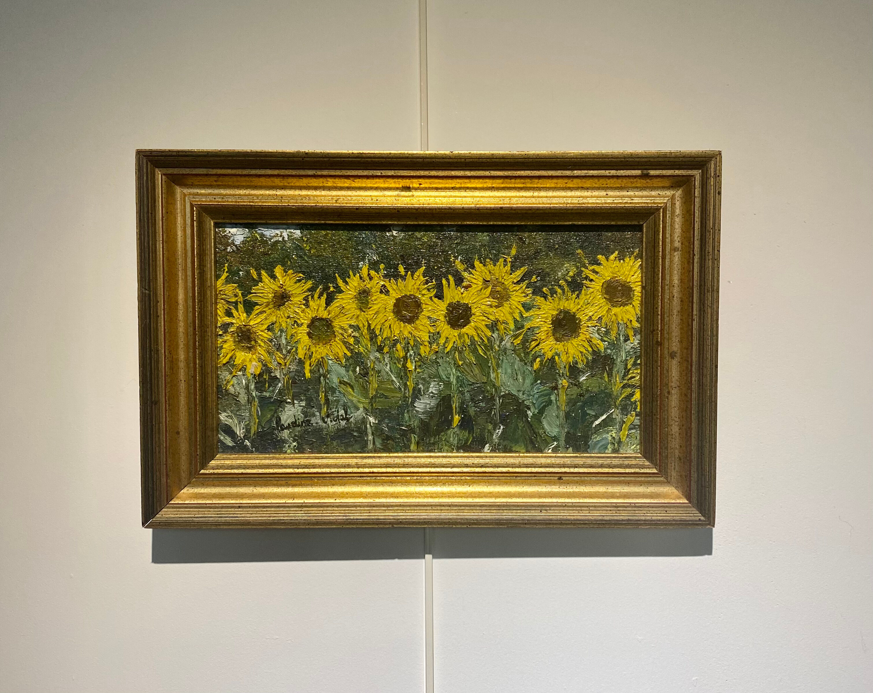 Old painting, still life with sunflowers, signed, XX century