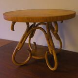 Table basse circulaire en bambou, années 1960
