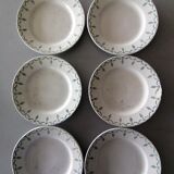 Set of 6 flat plates opaque porcelain of gien