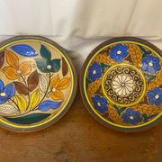 Pair of antique safi moroccan glazed terracotta dishes from the 50s