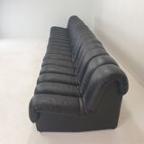 De Sede DS-600 "Non Stop" Snake Shaped Modular Sofa in Full Black Leather