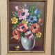 Oil on Canvas Laid on Panel “ Vase” by Sascher, Vintage & Framed 22×27cm