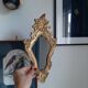 Miroir baroque bois doré et 2 angelots