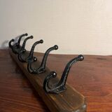 Wooden wall coat rack with 5 hooks