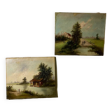 Pair of oils on canvas