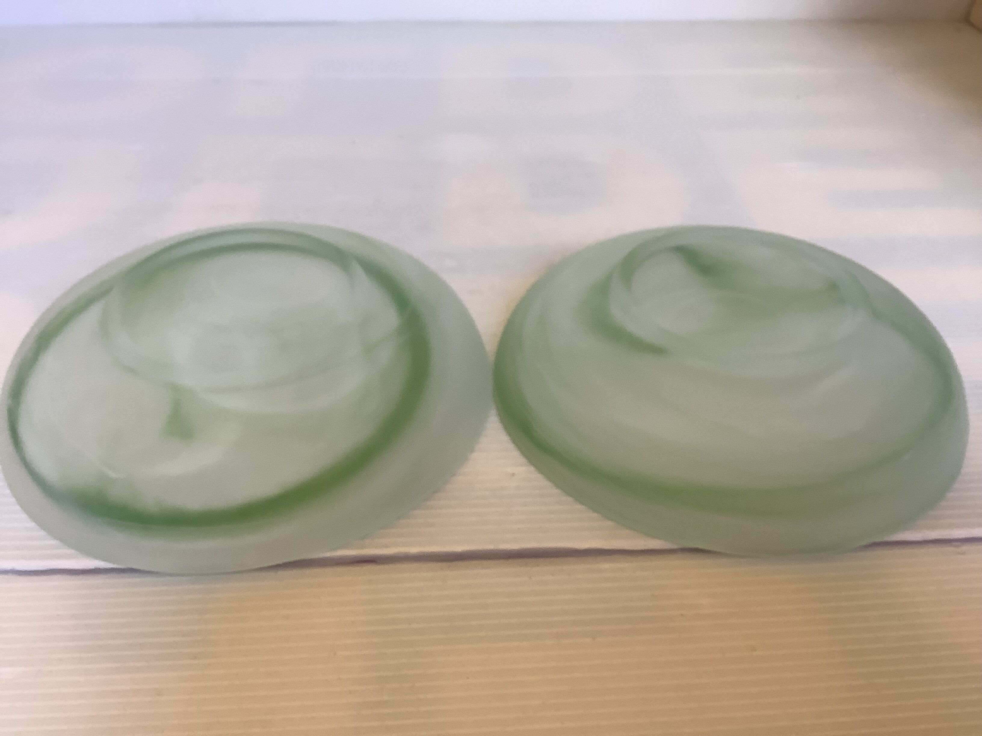 Pair of green glass paste pocket trays