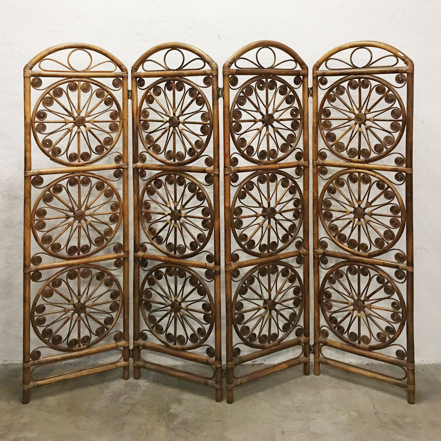 Vintage rattan screen from the 60s