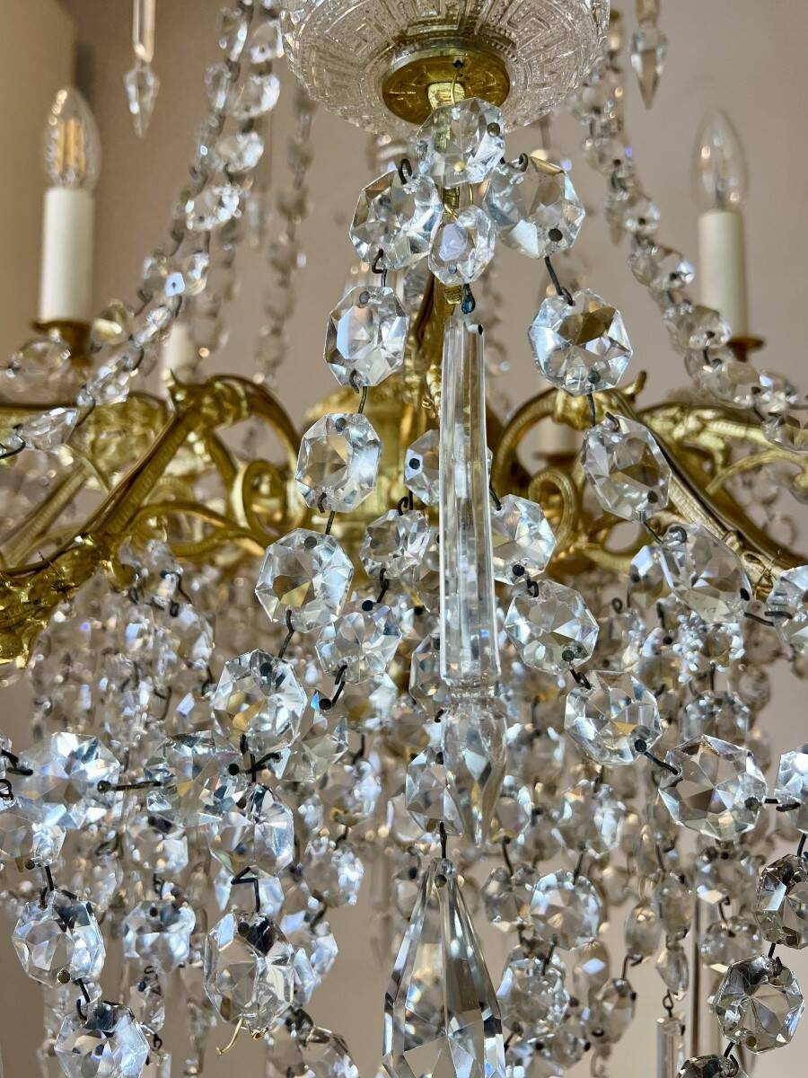 golden bronze chandelier in Louis XVI style