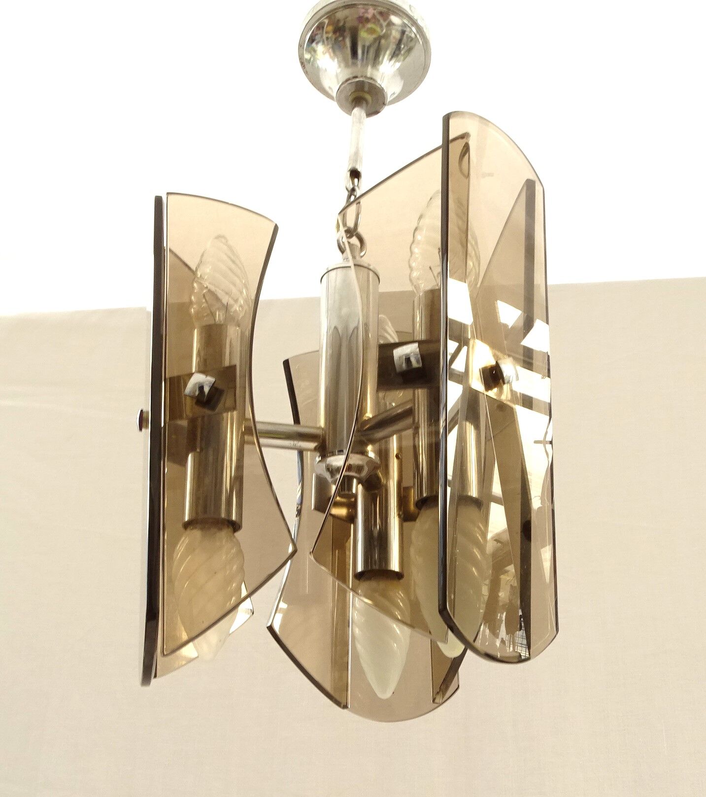 Design chandelier in smoked glass 6 lights