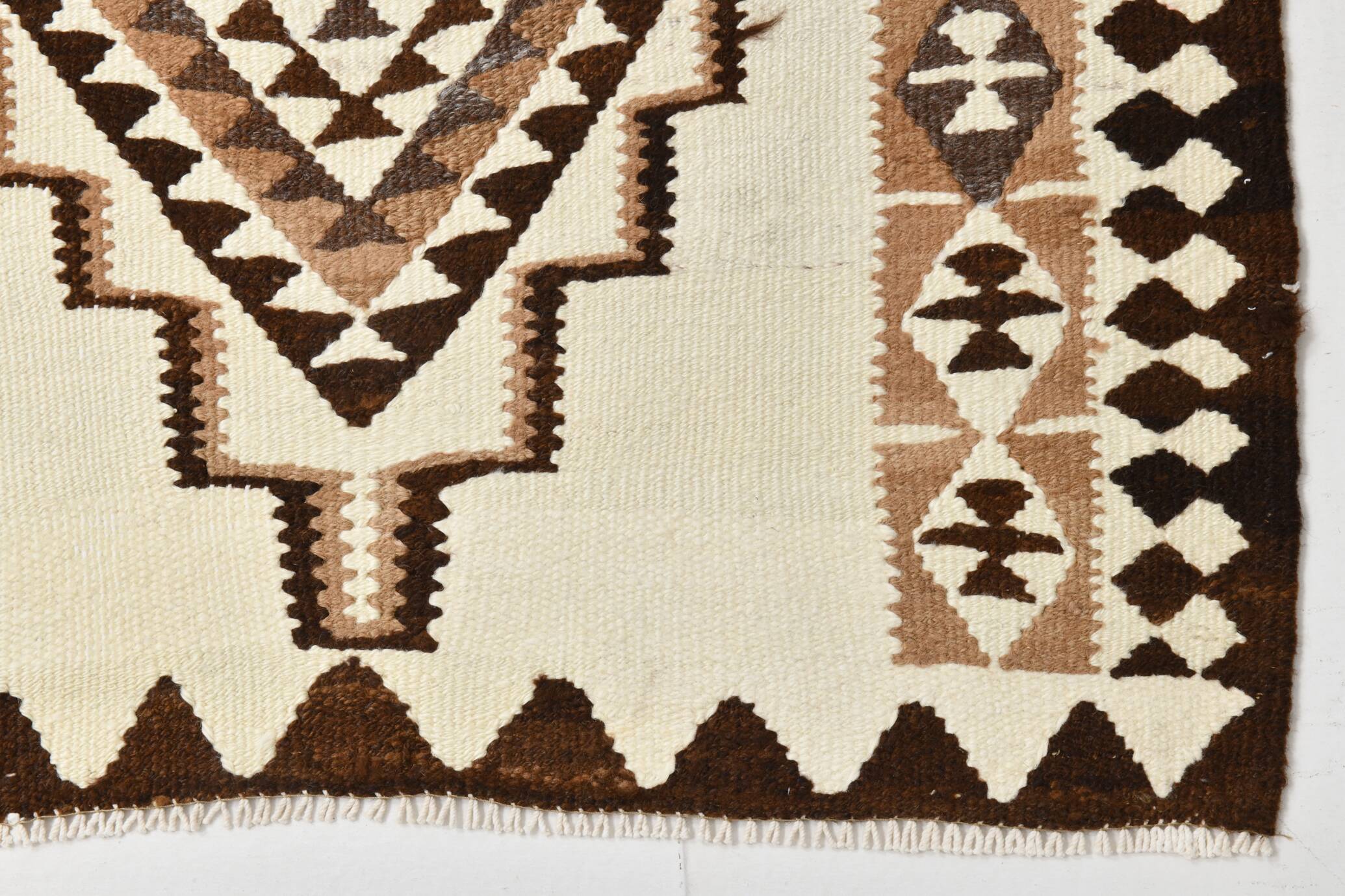 Vintage Dark Brown & Beige Classic Kilim Runner Rug, 86x252Cm