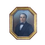 Pastel portrait of man signed Theophile Emmanuel Duverger 1861
