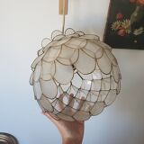 Lotus flower suspension in mother-of-pearl and brass