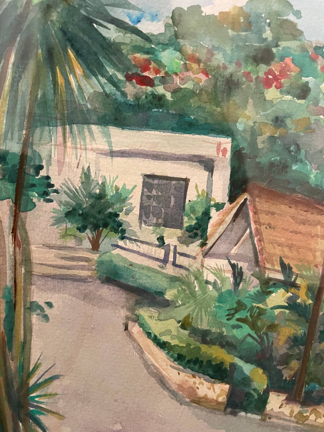 View of a palm-tree alley on an island, 20th century