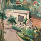 View of a palm-tree alley on an island, 20th century