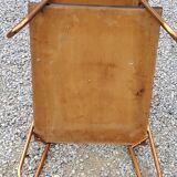 Vintage double wooden side table with copper base from the 50s