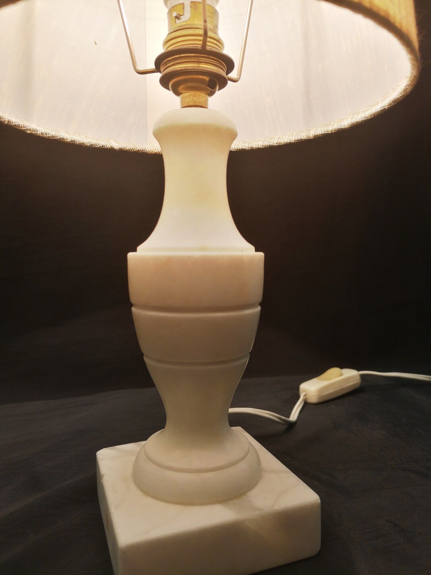 Vintage lamp base - onyx marble foot - blind-day inclusion dried flowers - 1950