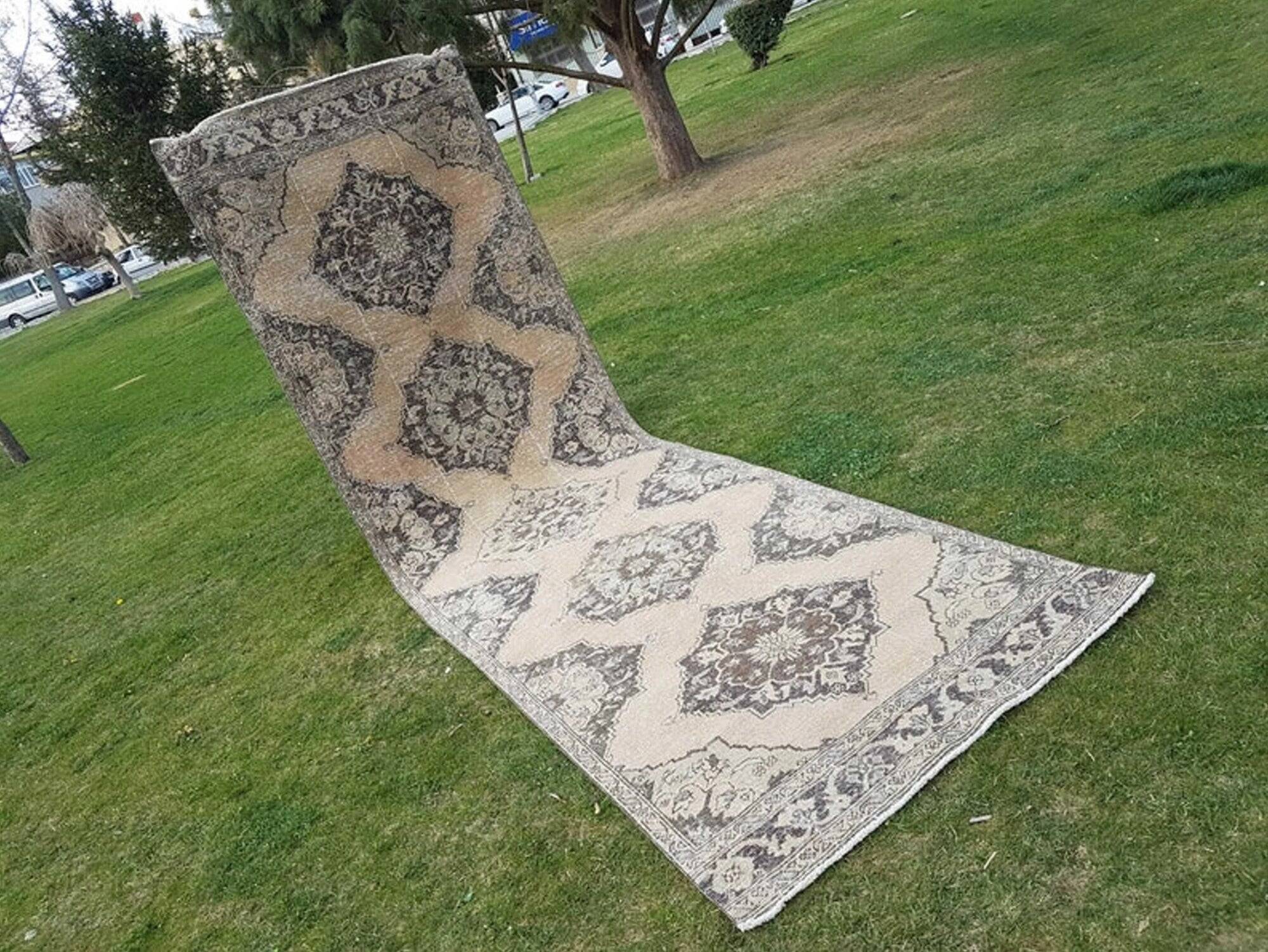Vintage Turkish hallway rug 119x395 cm