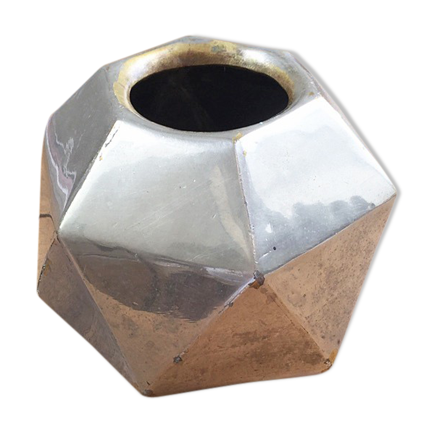 Dodecahedron silver brass vase