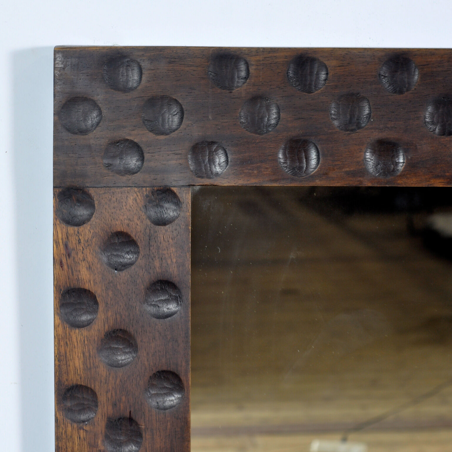 Oak brutalist mirror, 1970s