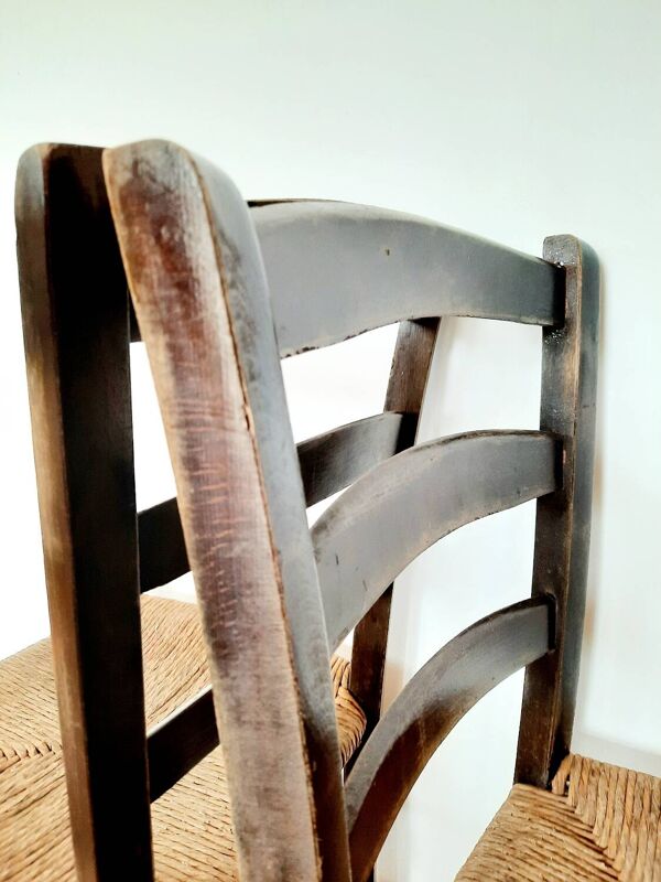 Chaises en paille ancienne- lot de 4